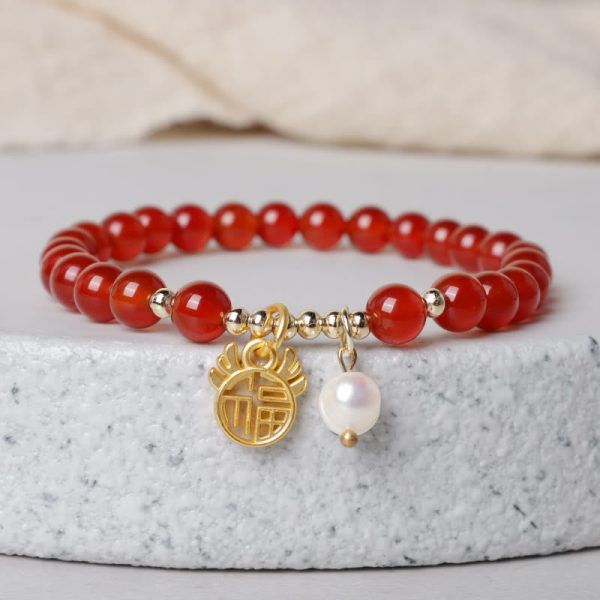 Red Agate Peace Coin Bracelet – Protection & Luck Energy