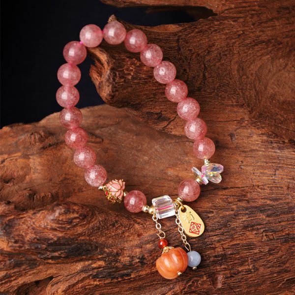 12579a22b01d4bc8c3a76dc76268dfdb.jpg Strawberry Quartz Crystal Bracelet – Natural Healing Gemstone Bead Bracelet for Good Luck, Love Attraction & Positive Energy