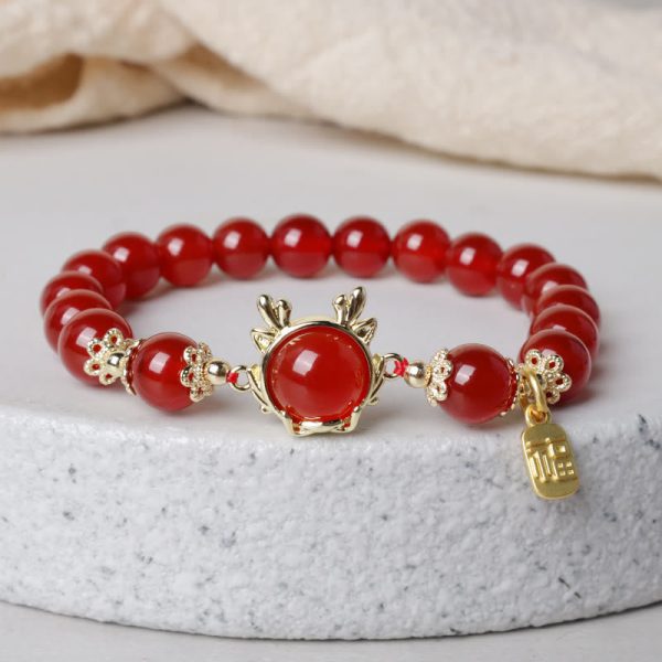 Red Agate Peace Coin Bracelet – Protection & Luck Energy