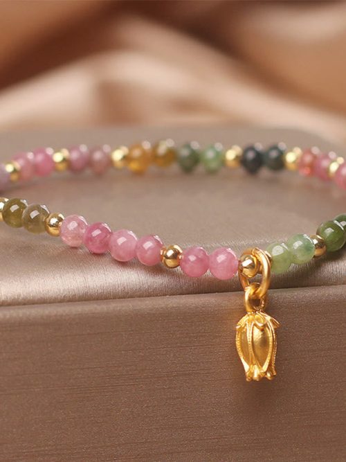 Tourmaline Bracelet Gourd Charm Luck Protection.jpg Tourmaline Gourd Bracelet Luck Protection Energy Jewelry