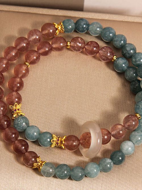 Smoky Quartz Aquamarine Bracelet Calm Balance Energy Jewelry