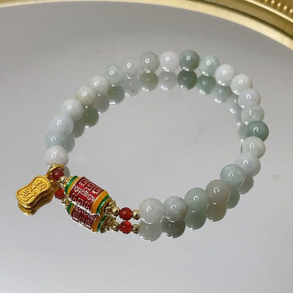 Jade Mantra Protection Bracelet – Tibetan Prayer Wheel Energy