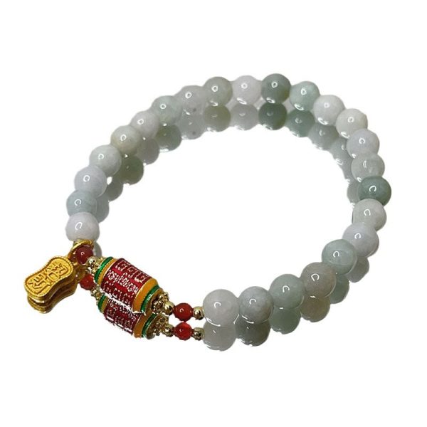 Jade Mantra Protection Bracelet – Tibetan Prayer Wheel Energy