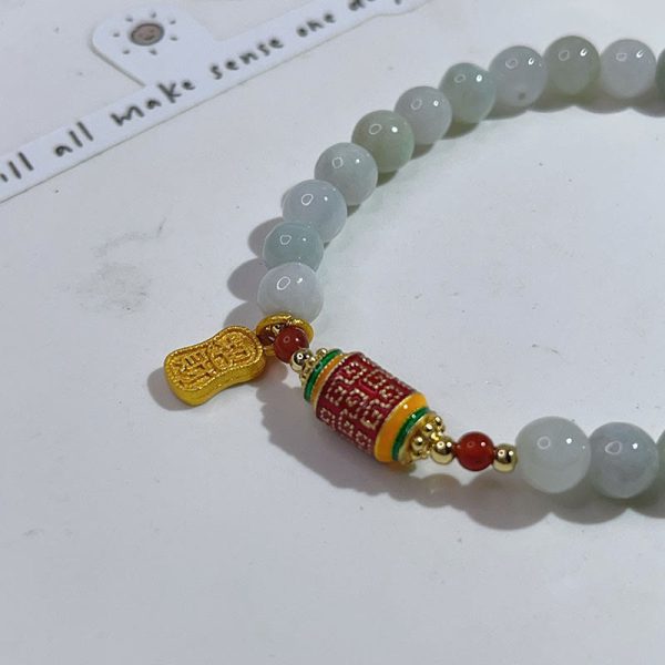 Jade Mantra Protection Bracelet – Tibetan Prayer Wheel Energy