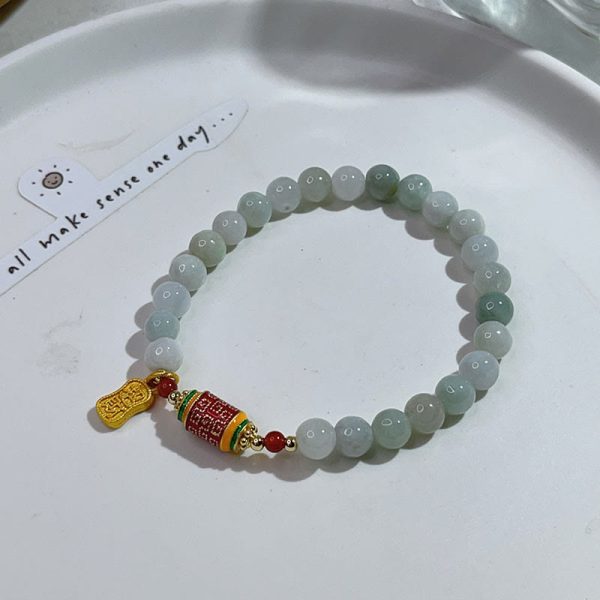 Jade Mantra Protection Bracelet – Tibetan Prayer Wheel Energy