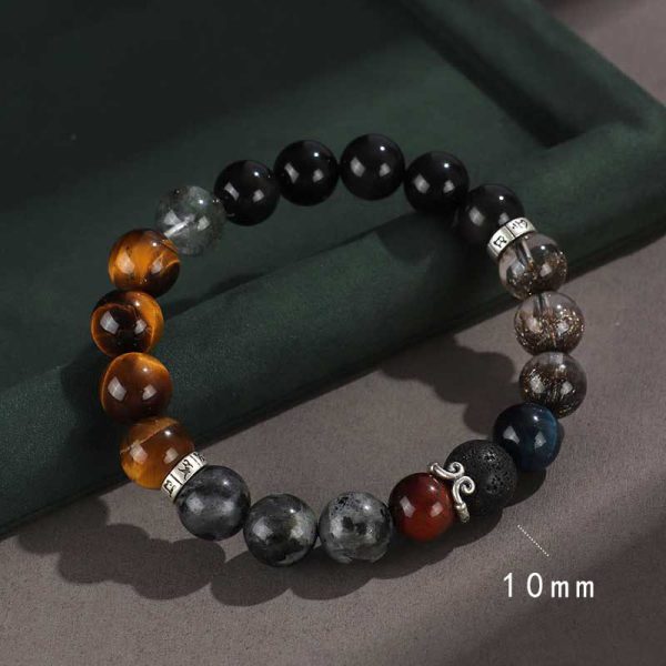1726124870_2bd5d162-9d19-4f14-9236-1b0b68c6cb6b.jpg Black Obsidian Tiger Eye Bracelet – Natural Gemstone Triple Protection Crystal Bracelet for Men Women, Strength & Grounding