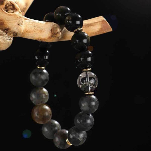 1726124870_cd3730d9-475f-4720-a75b-94b72f68b077.jpg Black Obsidian Tiger Eye Bracelet – Natural Gemstone Triple Protection Crystal Bracelet for Men Women, Strength & Grounding