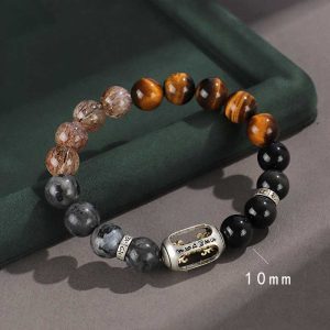 black obsidian tiger eye bracelet protection confidence energy bracelet