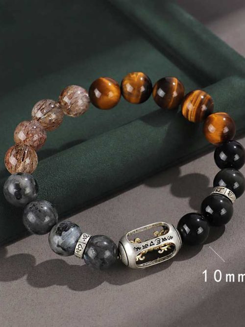 black obsidian tiger eye bracelet protection confidence energy bracelet