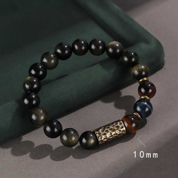 1726125253_2ed9ae9b-da03-4e96-a6e0-a027021b2e61.jpg Black Obsidian Tiger Eye Bracelet – Natural Gemstone Triple Protection Crystal Bracelet for Men Women, Strength & Grounding