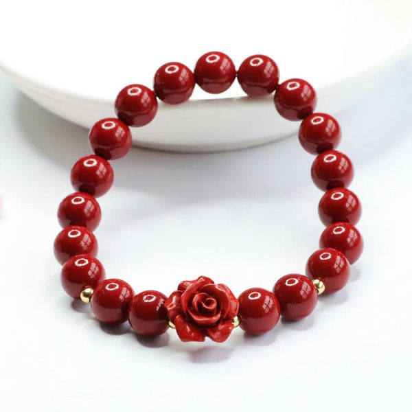 cinnabar bracelet traditional bead texture detail