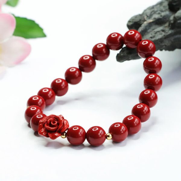 cinnabar bracelet deep red color natural material
