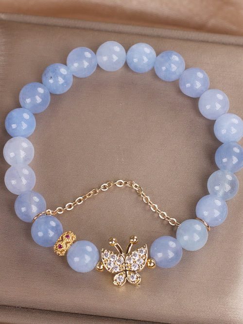 blue chalcedony bracelet calm energy communication healing crystal bracelet