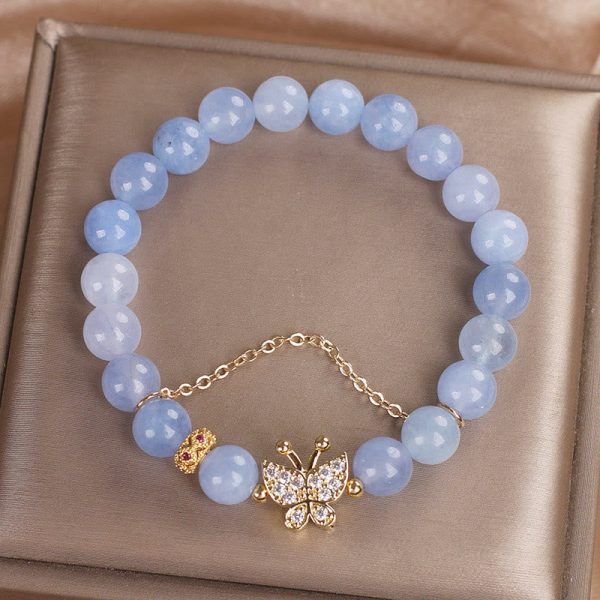 Blue Chalcedony Calm Energy Crystal Bracelet.jpg blue chalcedony bracelet calm energy communication healing crystal bracelet