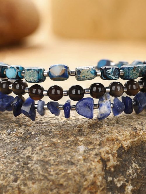 Lapis Lazuli Obsidian Bracelet Calm Protection Energy.jpg Lapis Lazuli Obsidian Bracelet Protection Calm Energy Jewelry