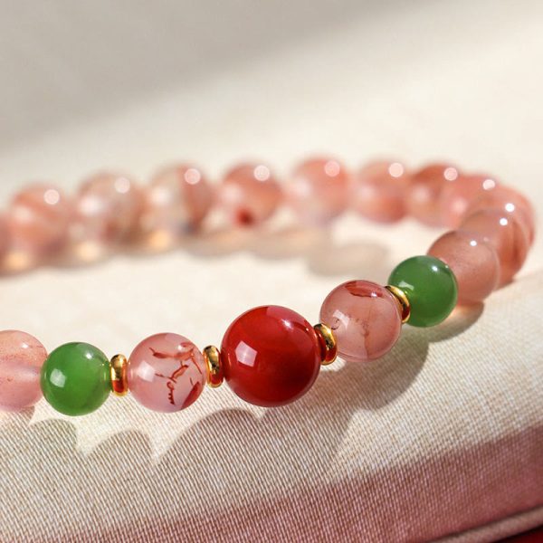 Red Agate Orchid Bracelet – Hetian Jade Luck & Transformation