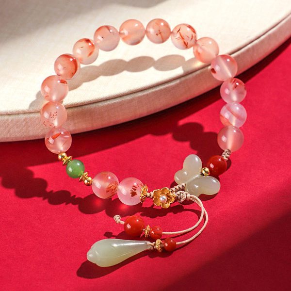 Red Agate Orchid Bracelet – Hetian Jade Luck & Transformation