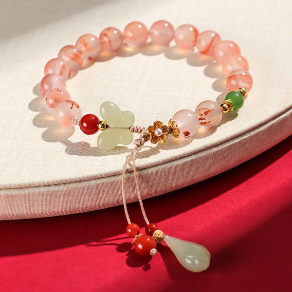 Red Agate Orchid Bracelet – Hetian Jade Luck & Transformation