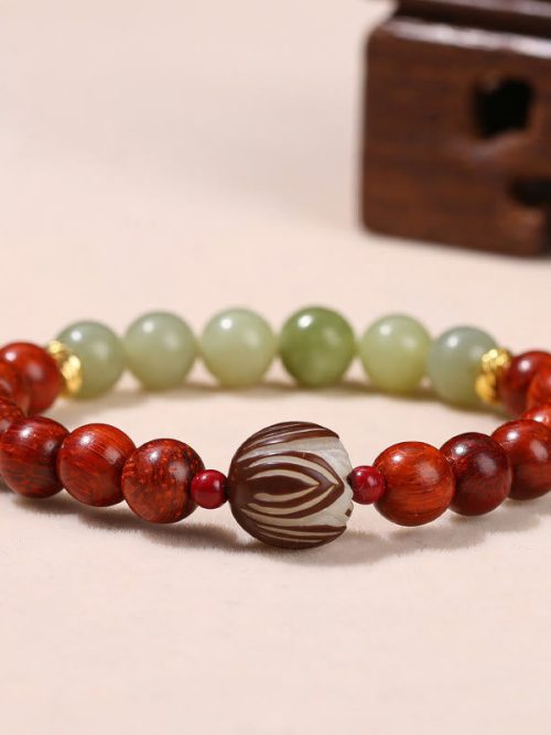 Wood Jade Energy Bracelet Five Elements Balance Jewelry