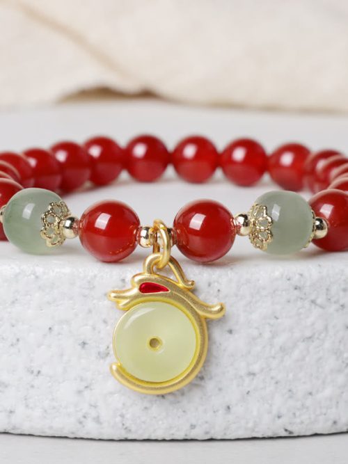 Red Agate Bracelet Peace Coin Protection Energy.jpg Red Agate Peace Coin Bracelet Protection Luck Jewelry