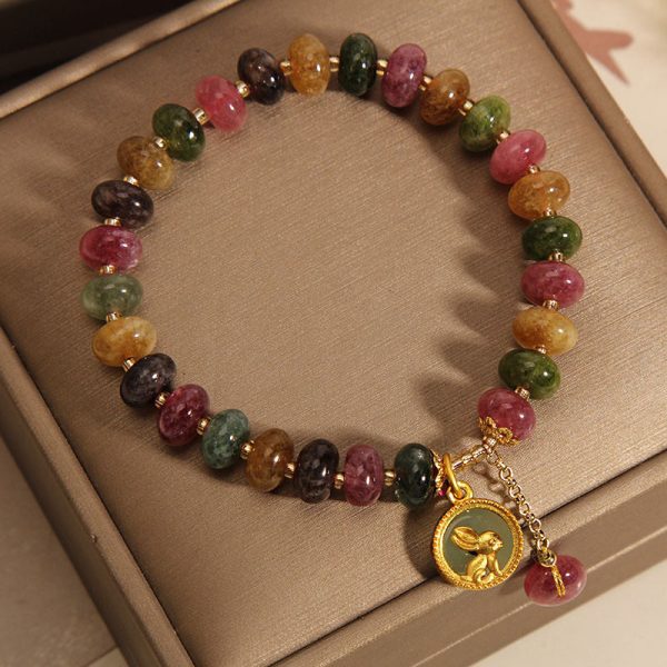 tourmaline buddha bracelet side view natural stone