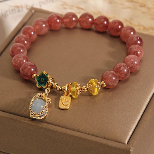 Strawberry Quartz Love Bracelet – Luck & Attraction Crystal