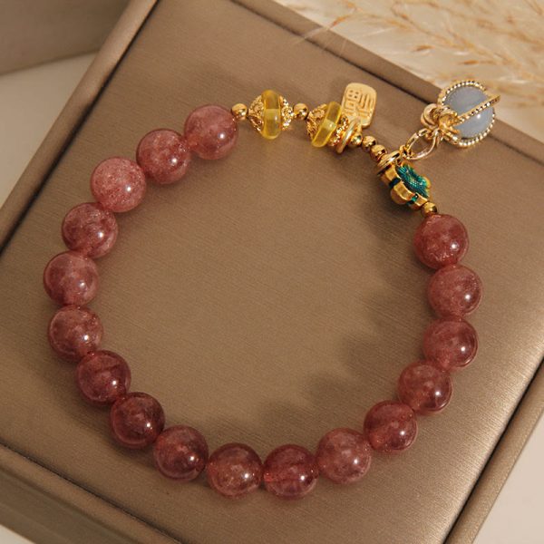 Strawberry Quartz Love Bracelet – Luck & Attraction Crystal