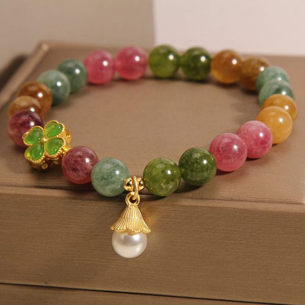 4aa75e3ddbca9de6182b9300d5f26024.jpg Tourmaline Lucky Clover Bracelet – Love & Energy Balance Jewelry