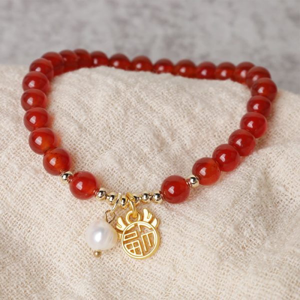 Red Agate Peace Coin Bracelet – Protection & Luck Energy