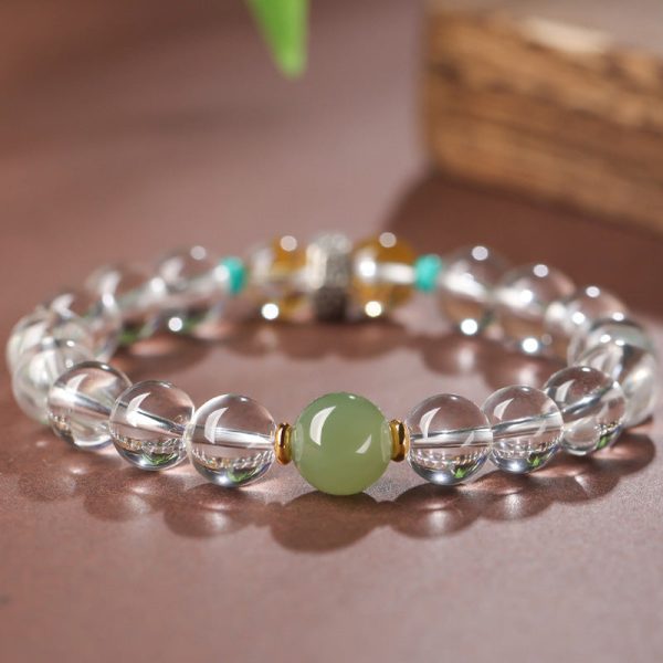 Clear Quartz Energy Bracelet – Mantra Healing Crystal Jewelry