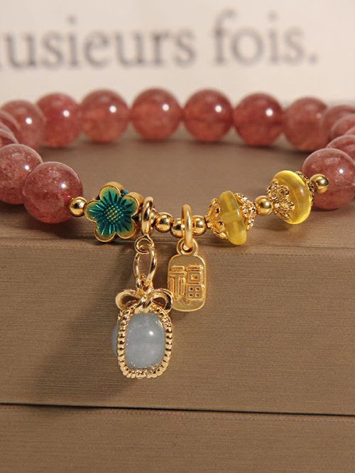 Strawberry Quartz Love Bracelet Luck Attraction Jewelry