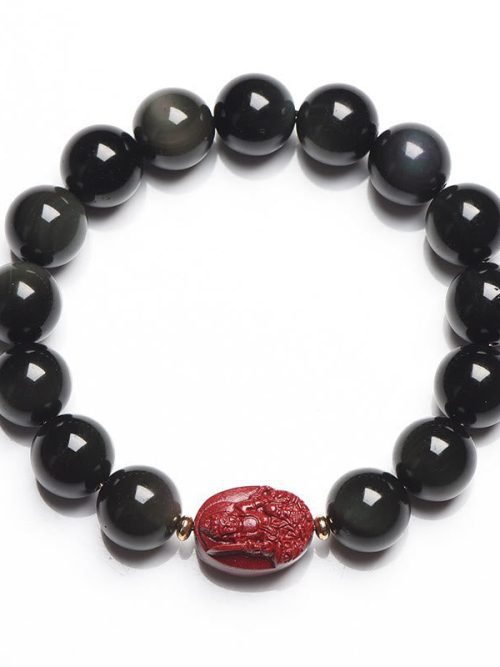 Obsidian Zodiac Buddha Bracelet Protection Karma Energy Jewelry