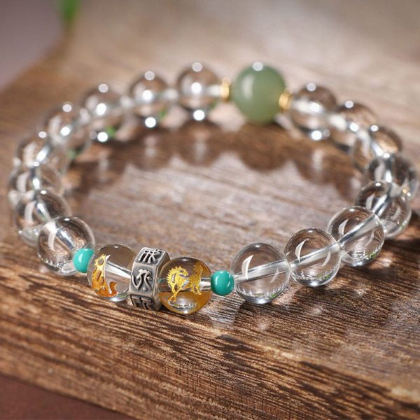 Clear Quartz Energy Bracelet – Mantra Healing Crystal Jewelry