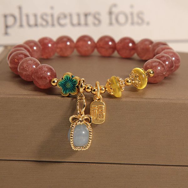 Strawberry Quartz Love Bracelet – Luck & Attraction Crystal