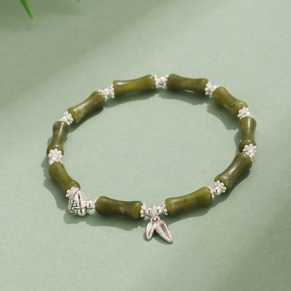 Green Jade Bamboo Bracelet – Dragonfly Luck & Growth Crystal Jewelry