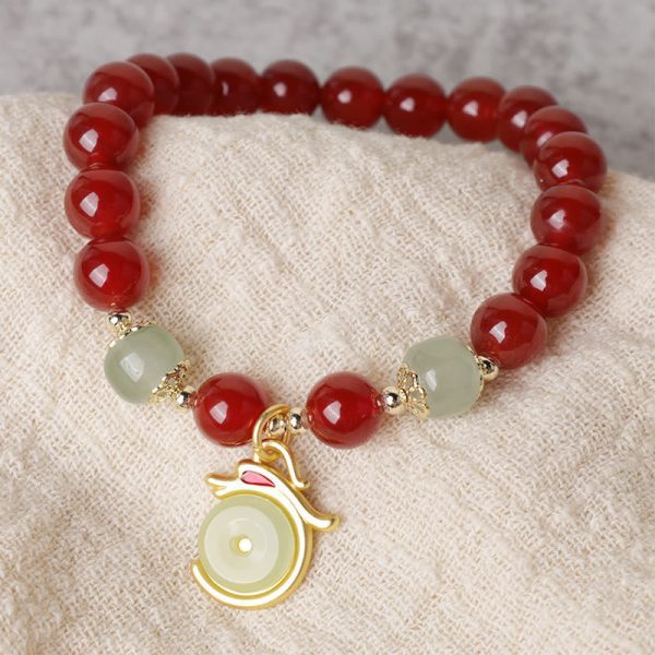 Red Agate Peace Coin Bracelet – Protection & Luck Energy