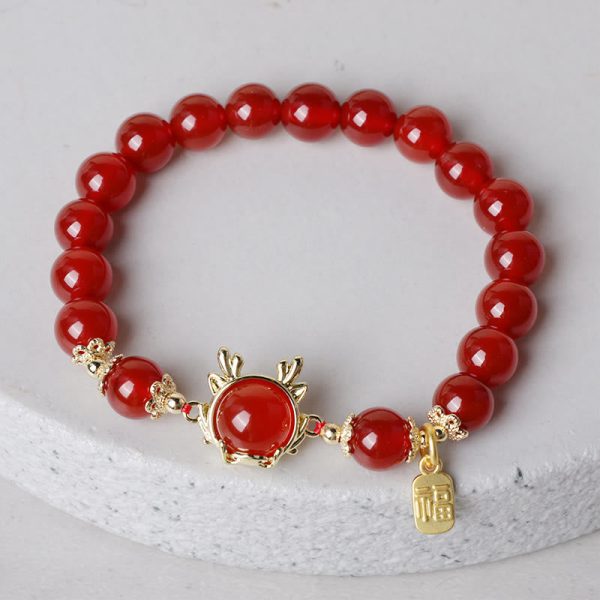 Red Agate Peace Coin Bracelet – Protection & Luck Energy