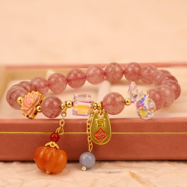 a7916fbc509cc7d4738c0b28405de336.jpg Strawberry Quartz Crystal Bracelet – Natural Healing Gemstone Bead Bracelet for Good Luck, Love Attraction & Positive Energy