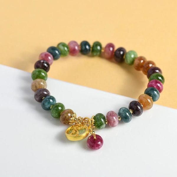 multi color tourmaline bracelet charm pendant detail