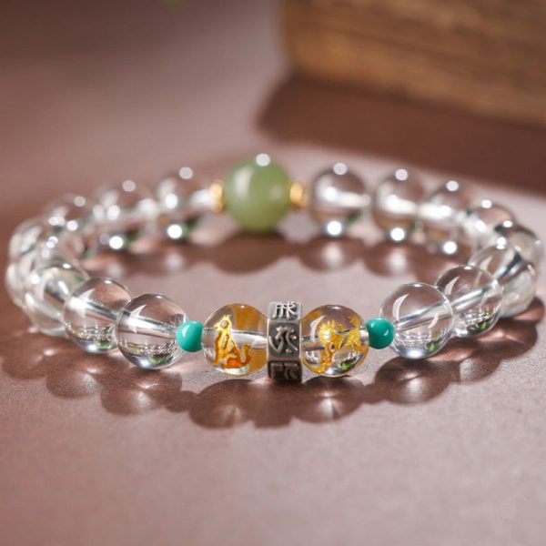 Clear Quartz Energy Bracelet – Mantra Healing Crystal Jewelry