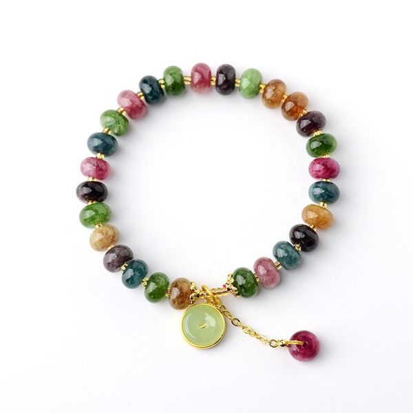 tourmaline energy balance bracelet flat lay natural stone