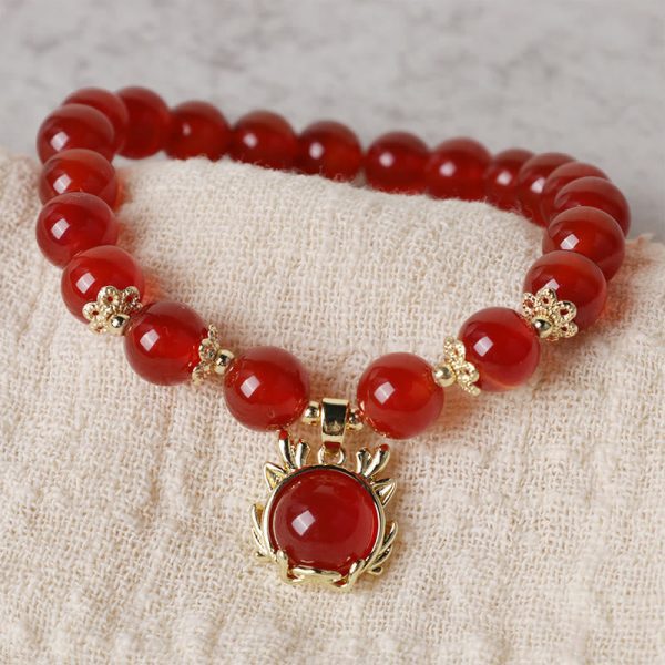 Red Agate Peace Coin Bracelet – Protection & Luck Energy