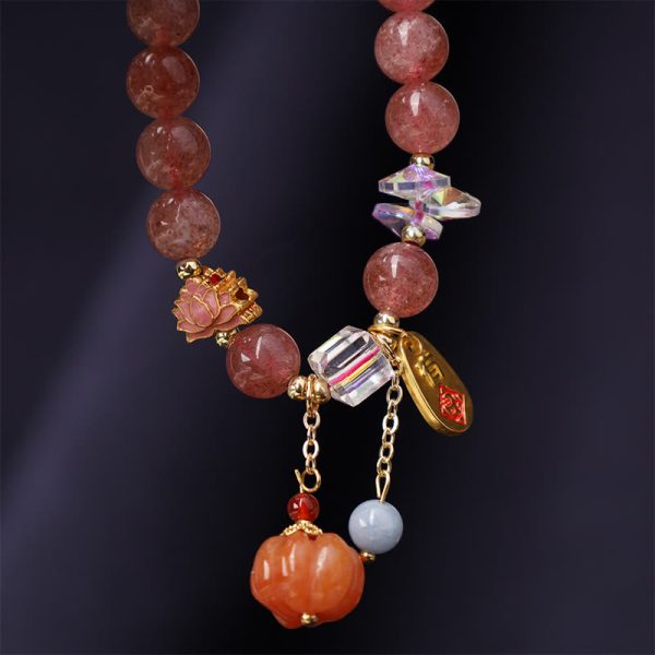 c663ebe8c109ac5fb75231d4b905fdde.jpg Strawberry Quartz Crystal Bracelet – Natural Healing Gemstone Bead Bracelet for Good Luck, Love Attraction & Positive Energy