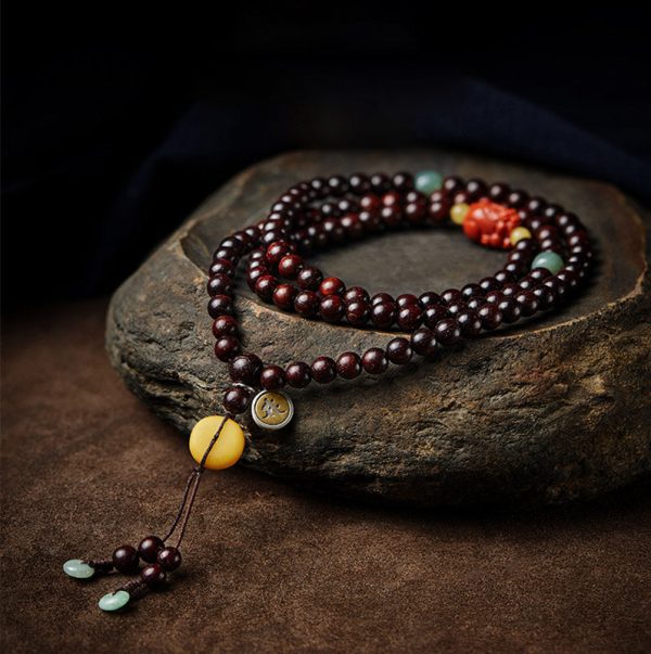 red sandalwood mala used as necklace alternative
