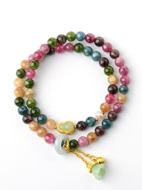 multi color tourmaline bracelet love wealth wrap crystal bracelet