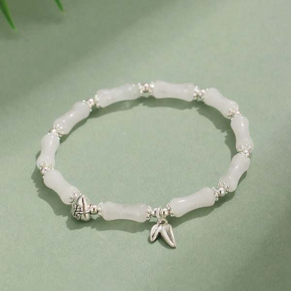 Green Jade Bamboo Bracelet – Dragonfly Luck & Growth Crystal Jewelry