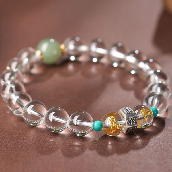 Clear Quartz Energy Bracelet – Mantra Healing Crystal Jewelry