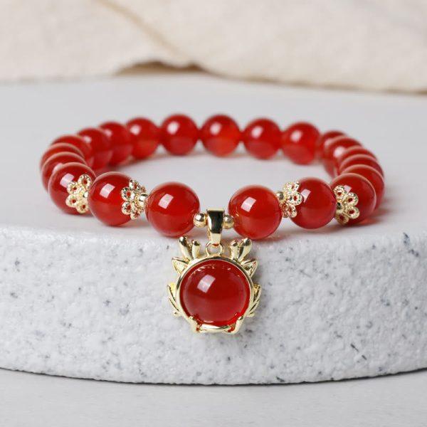 Red Agate Peace Coin Bracelet – Protection & Luck Energy