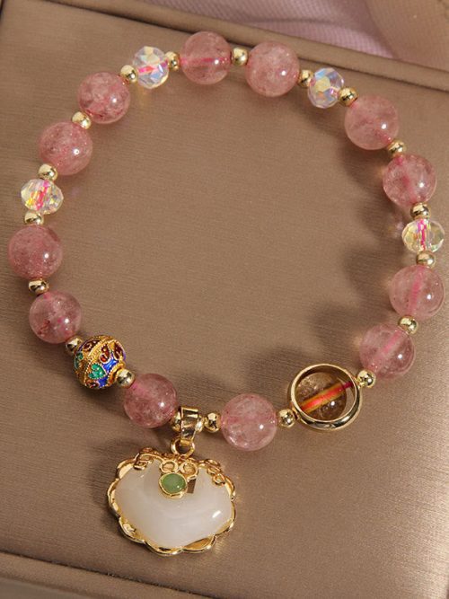 strawberry quartz bracelet love attraction emotional healing crystal bracelet