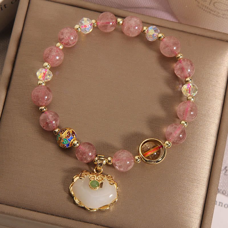 strawberry quartz bracelet love attraction emotional healing crystal bracelet